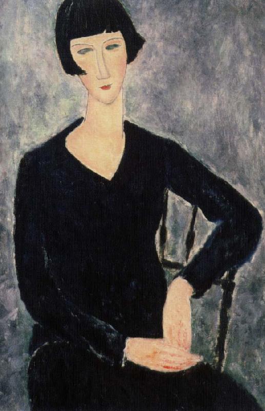 Amedeo Modigliani sittabde kvinna i blatt France oil painting art